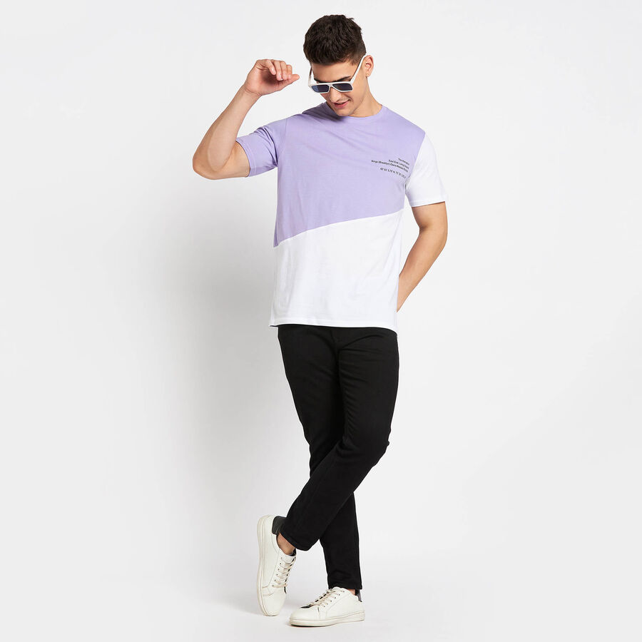 Cotton Round Neck T-Shirt, Purple, large image number null