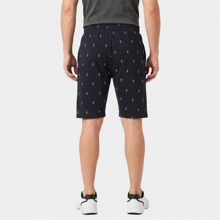Men's Navy Blue Regular Fit Printed Jamaican Shorts, Navy Blue, large