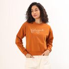 Women's Rust Orange Crew Neck Casual Sweatshirt, Mustard, small image number null