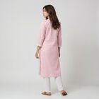 Women's Pink Cotton V-Neck Printed Kurta, हल्का गुलाबी, small