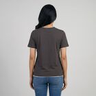 Women's Grey Round Neck Casual T-Shirt, Dark Grey, small