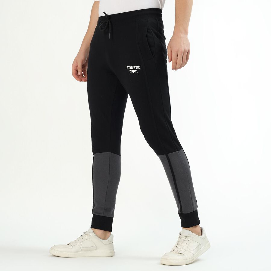 Brink Men's Black and Grey Tapered Fit Color-Blocked Track Pants ...