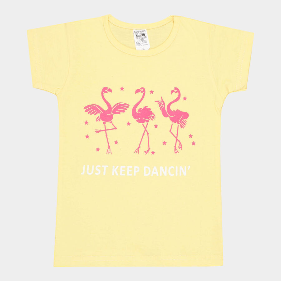 Girls Cotton T-Shirt, Yellow, large image number null