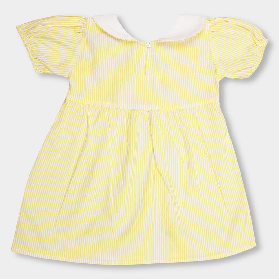 Infant Girls' 100% Cotton Frock, Yellow, large