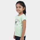 Girls' Mint Round Neck Graphic Printed T-Shirt, हल्का हरा, small