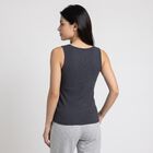 Women's Navy Blue Sleeveless Ribbed Thermal, मध्यम नीला, small
