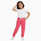 Girls' Vibrant Pink Floral Printed Cotton Blend Pyjama, गुलाबी, small image number null