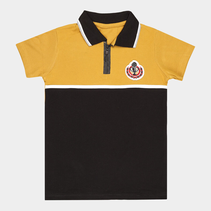 Boys Cut & Sew T-Shirt, काला, large image number null