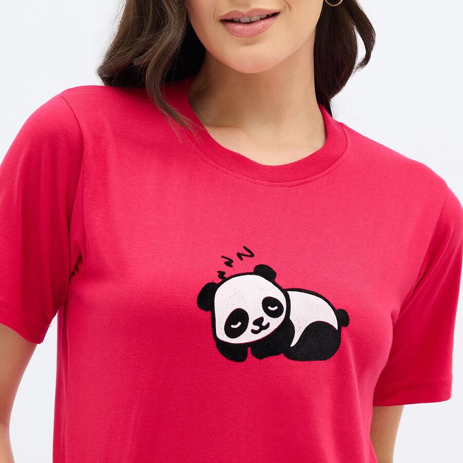 Ladies'Round Neck T-Shirt, Fuchsia, large image number null