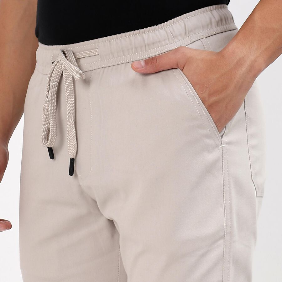 Men's 100% Cotton Slim Fit Casual Trousers , Silver, large image number null