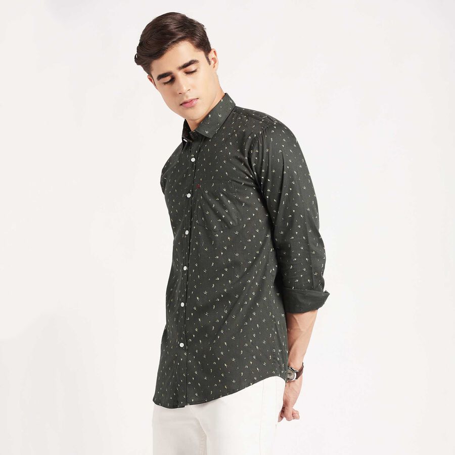 Cotton Casual Shirt, Dark Green, large image number null