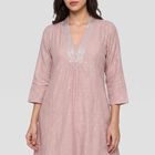 Women's Lilac V-Neck Printed Kurta, Lilac, small