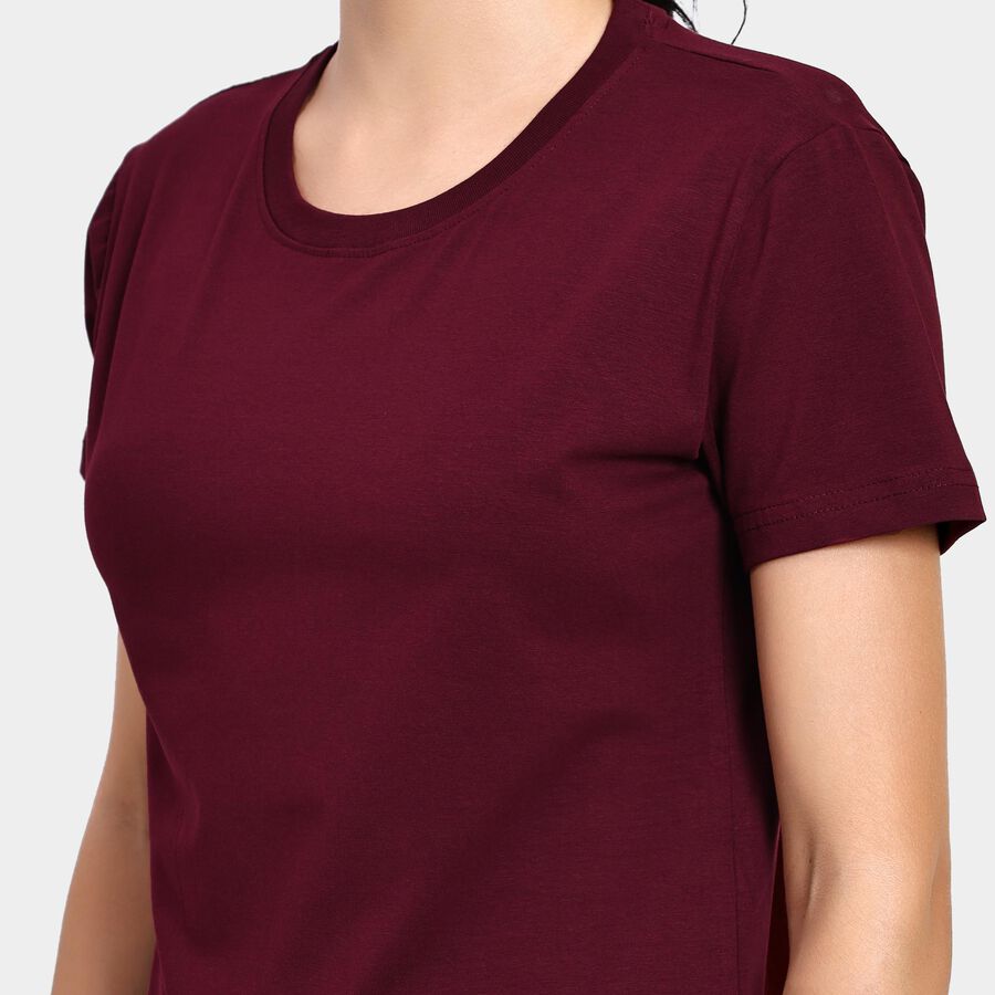 Ladies' Round Neck T-Shirt , Wine, large image number null