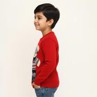 Boys Bright Cherry Red Crew Neck Casual Pullover, Red, small image number null