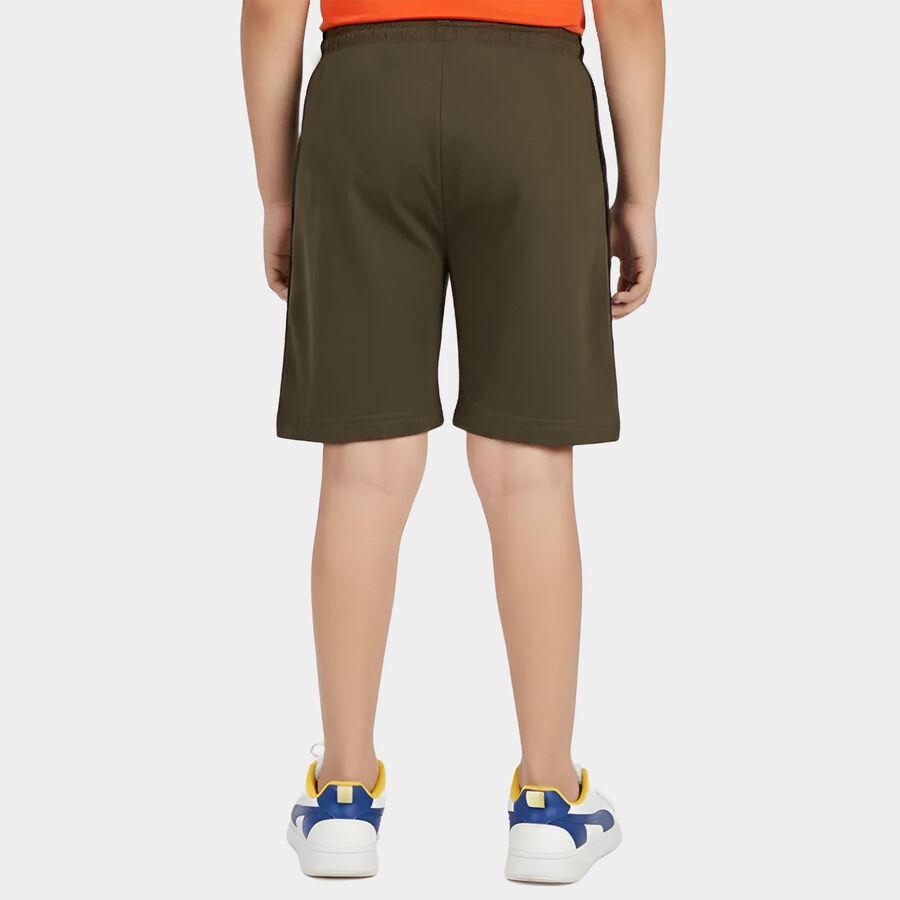 Boys Olive Green Regular Fit Side Striped Bermuda Shorts, Olive, large