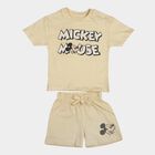 Infants' Beige 100% Cotton Round Neck Graphic Print Baba Suit, Beige, small