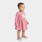 Infants' Purple Fit and Flare Graphic Printed Frock, Purple, small