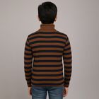 Boys Dark Brown and Navy Blue Turtleneck Casual Pullover, Brown, small image number null