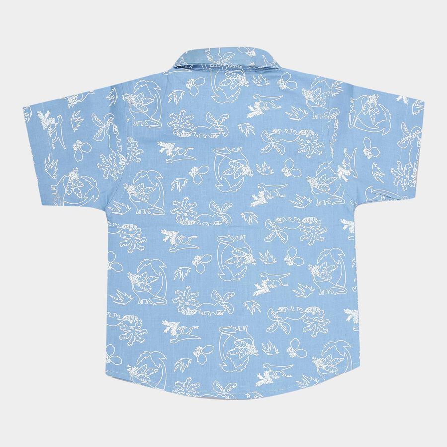 Infants Cotton Printed Shirt, Mid Blue, large image number null
