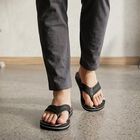 Men's Black Printed Flip-Flop Slippers, Black, small
