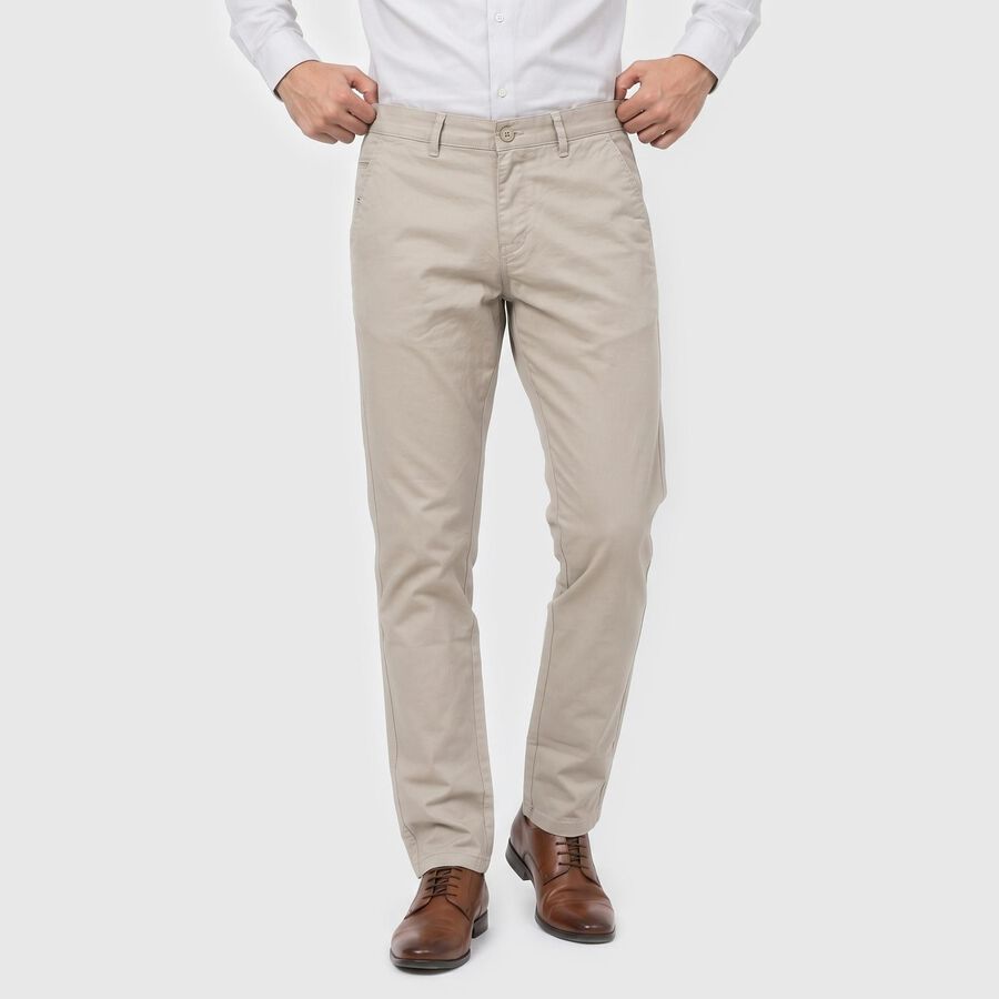 Men's Silver Slim Fit Chino Trousers, सिल्वर, large