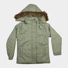 Girls' Sage Green Hooded Puffer Jacket, Light Green, small