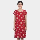 Women's Maroon V-Neck Lace Trim Nighty, Maroon, small