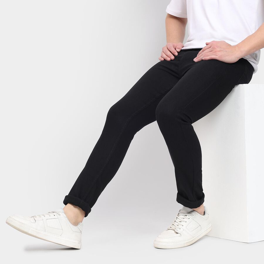 Men's Skinny Jeans, काला, large