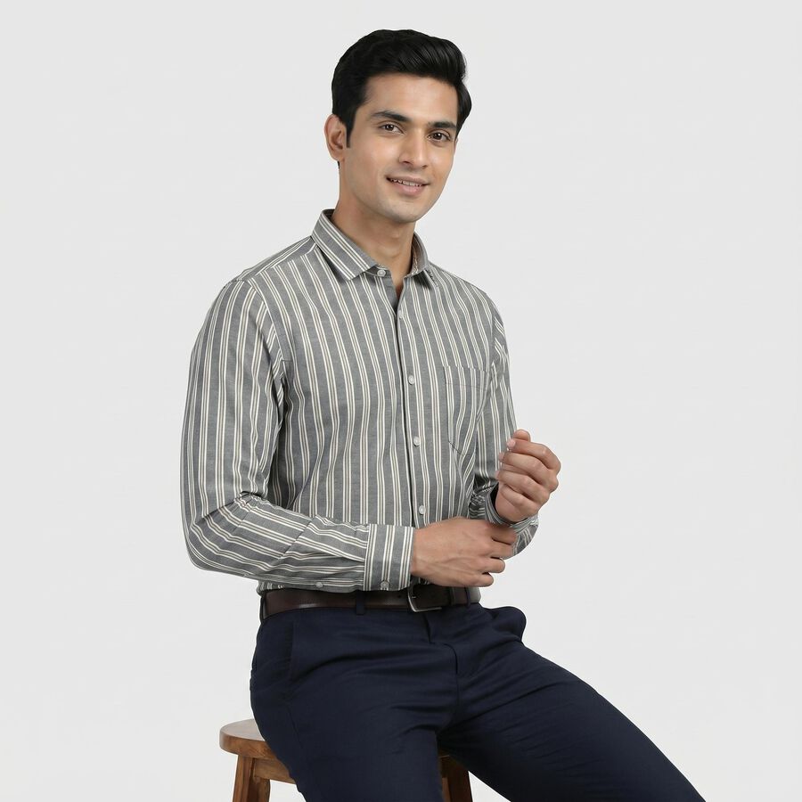 Men's Formal Shirt, Navy Blue, large