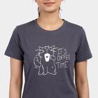 Ladies' Round Neck T-Shirt, गहरा ग्रे, small