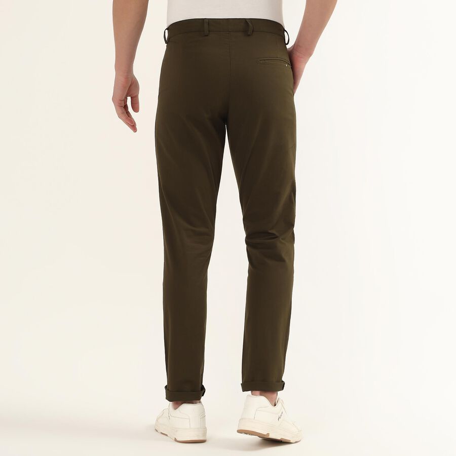 Men's Slim Fit Casual Trousers, Olive, large