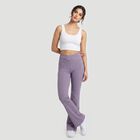 Women's Lilac Flared Fit Ribbed Tights, Lilac, small