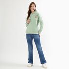 Women's Light Sage Green Hooded Neck Casual Sweatshirt, Light Green, small image number null