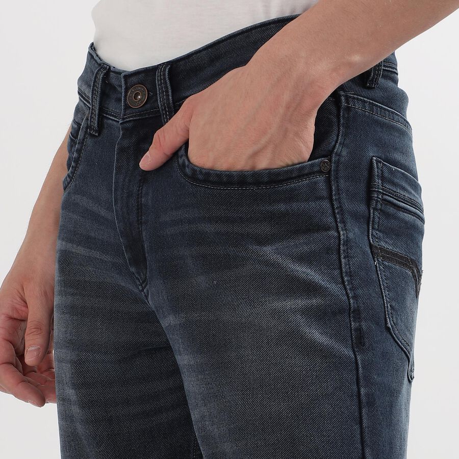 Men's Denim Slim Fit Jeans, गहरा नीला, large image number null