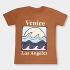 Kids' Warm Terracotta Brown Cotton Round Neck Casual T-Shirt, Brown, small image number null