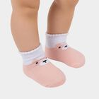 Infants Peach and White Regular Fit Patterned Pack of 2 Socks, Peach, small image number null
