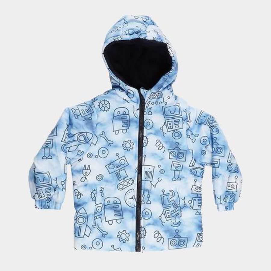 Boys' Light Blue Hooded Casual Jacket, Light Blue, large image number null