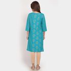 3/4th Sleeves Straight Kurta, Mid Blue, small image number null