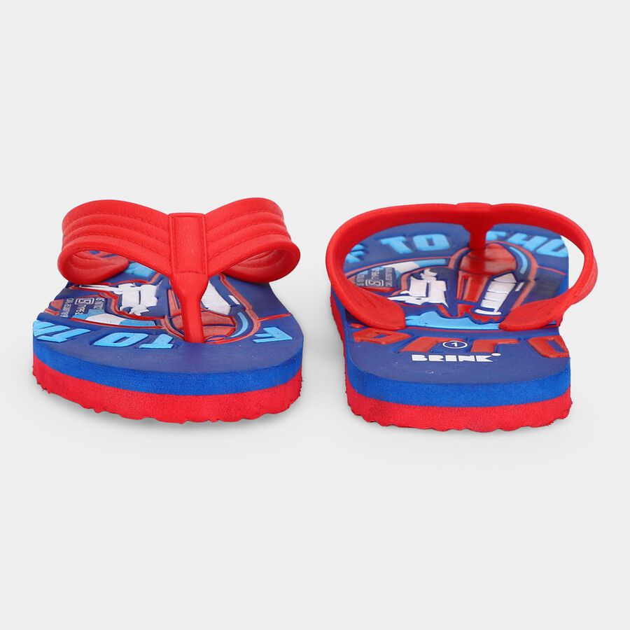 Kids Blue Graphic Flip-Flop Slippers, नीला, large