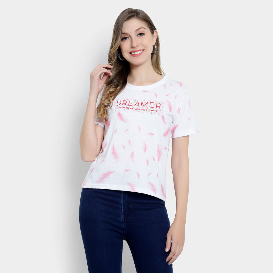 All Over Print Round Neck T-Shirt, सफ़ेद, large image number null