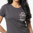 Women's Grey Round Neck Regular T-Shirt, Dark Grey, small
