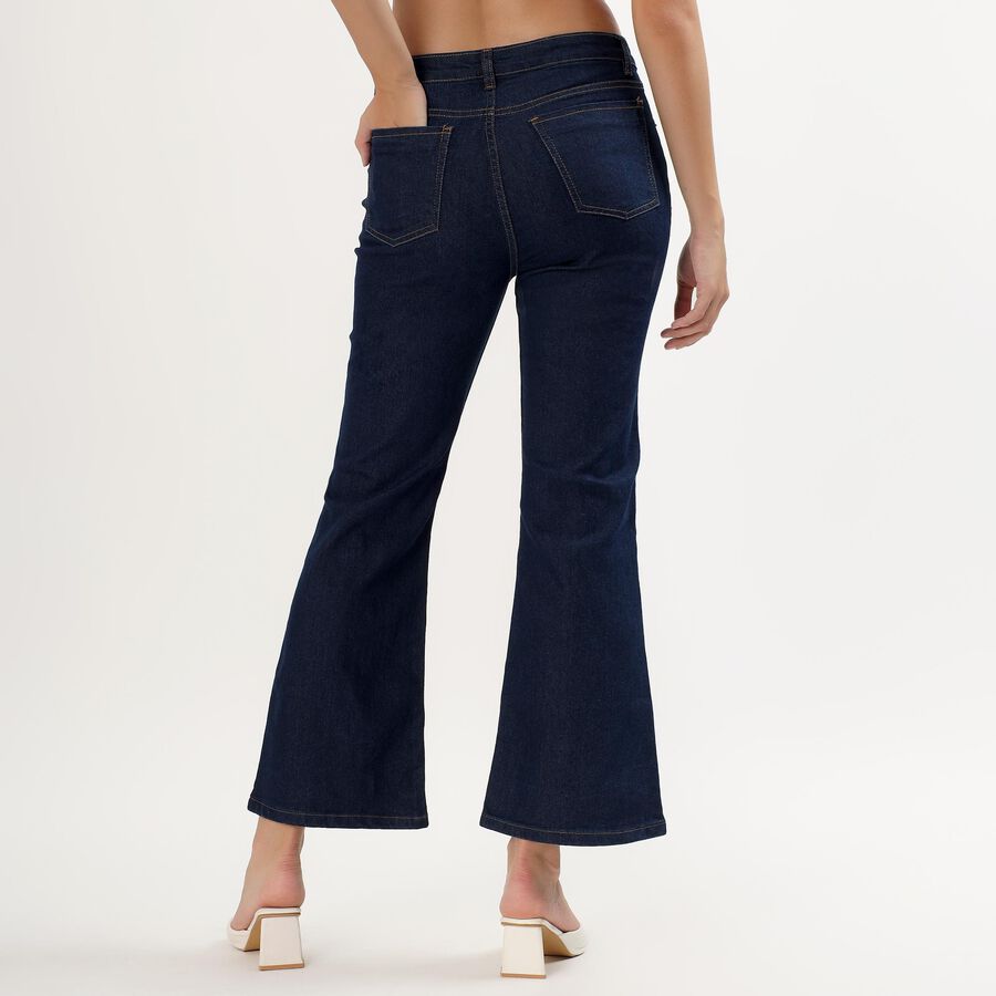 Women's Dark Indigo Flared Fit High-Rise Jeans, Dark Blue, large image number null