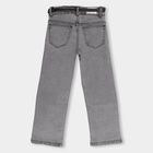 Girls' Muted Charcoal Grey Straight Fit Star Embellished Jeans, काला, small image number null