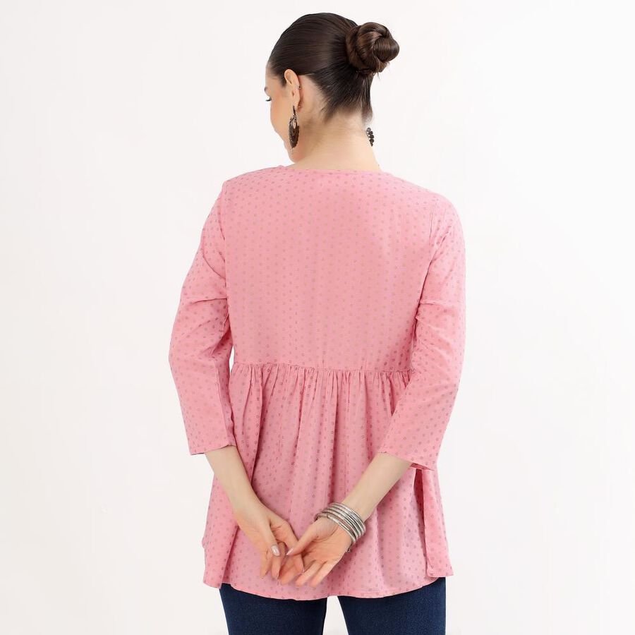 Women's Soft Dusty Pink Round Neck Embroidered Kurti, Pink, large image number null