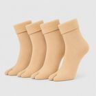 Women's Beige Regular Fit Toe Pack of 2 Socks, Beige, small
