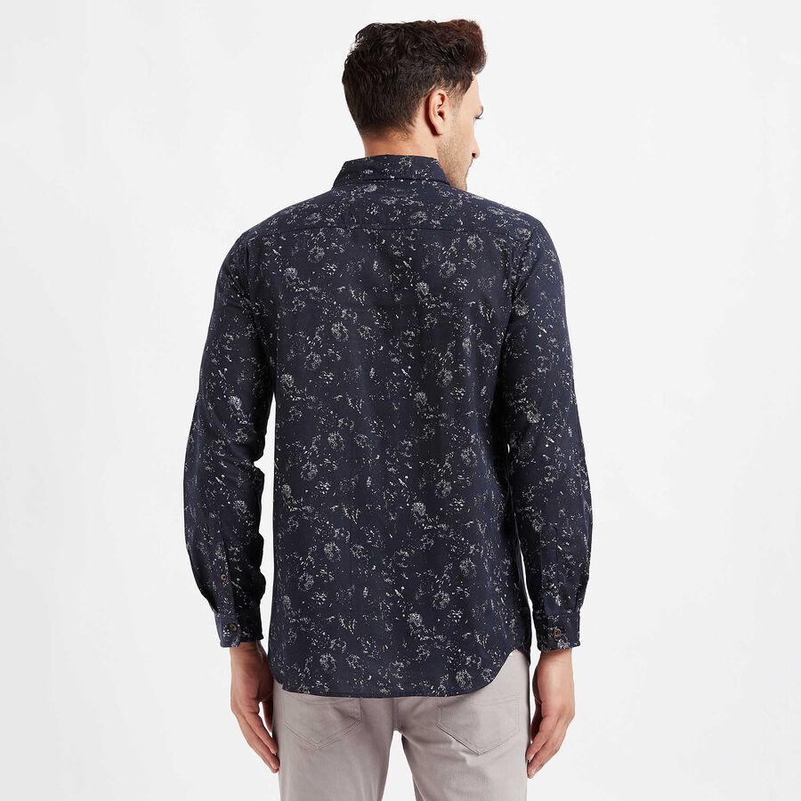 Cotton Printed Casual Shirt, Navy Blue, large image number null