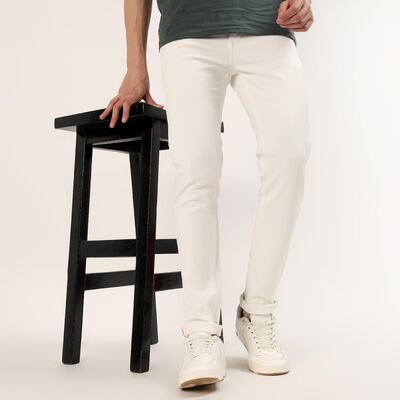Men's White Slim Fit Stretchable Jeans