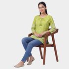 Women's Mint Green Notch Neck Floral Printed Kurti, हल्का हरा, small
