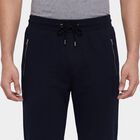 Men's Navy Blue Regular Fit Side-Striped Track Pants, नेवी ब्लू, small