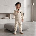 Boys Beige High Neck Appliqu&eacute; Baba Suit, गहरा पीला, small